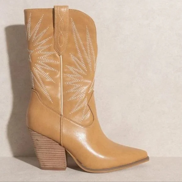 Oasis Society NEW Emerson THE COWBOY BOOTS WITH SUPERNOVA STITCHING 8.5 - Picture 2 of 5